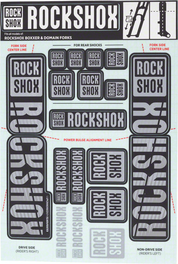 RockShox Fork Decal Kit - 35mm Dual Crown, Gray