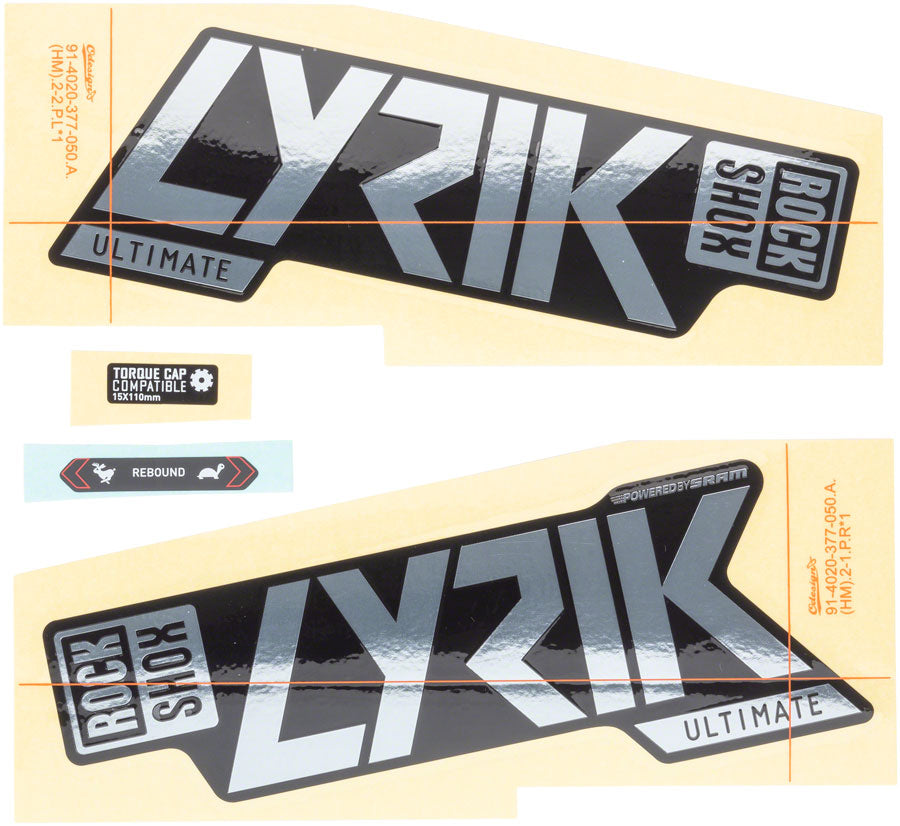 RockShox Fork Decal Kit - Lyrik Ultimate, 27/29", Polar Foil for Gloss Black MPN: 11.4018.105.015 UPC: 710845836237 Sticker/Decal Fork Decal Kits