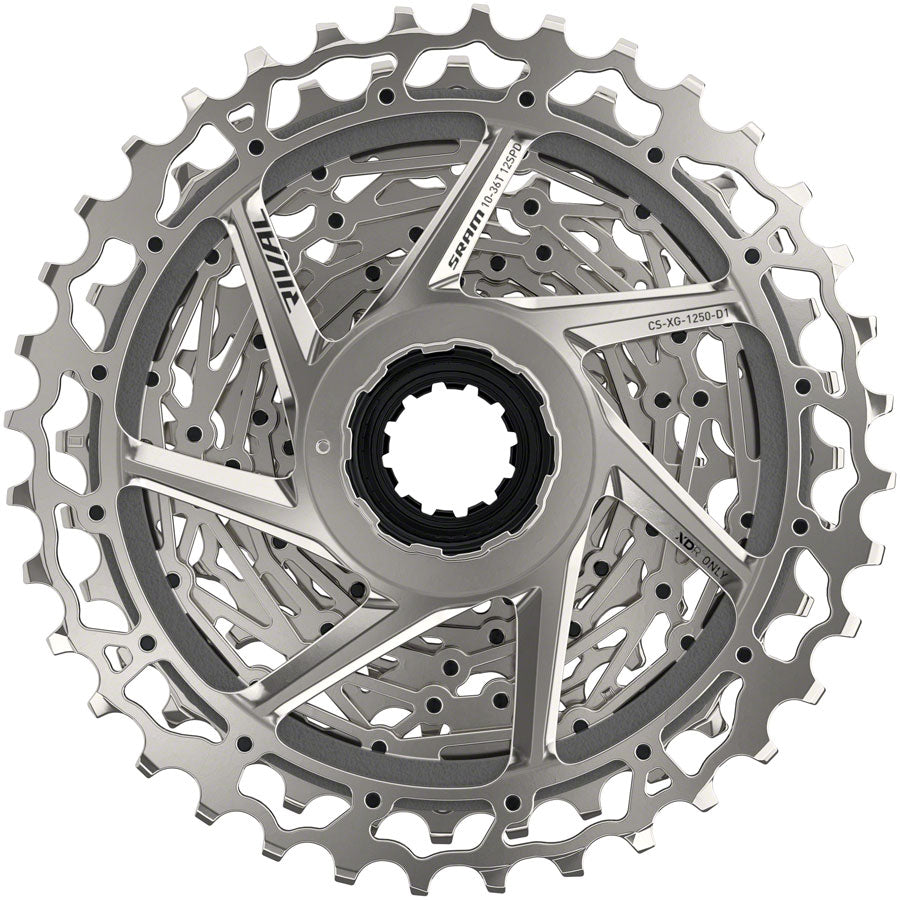 SRAM Rival AXS XG-1250 Cassette - 12-Speed, 10-36t, Silver, For XDR Driver Body, D1 - Cassettes - Rival AXS XG-1250 12-Speed Cassette