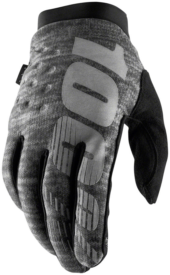 100% Brisker Gloves - Gray, Full Finger, Men's, X-Large