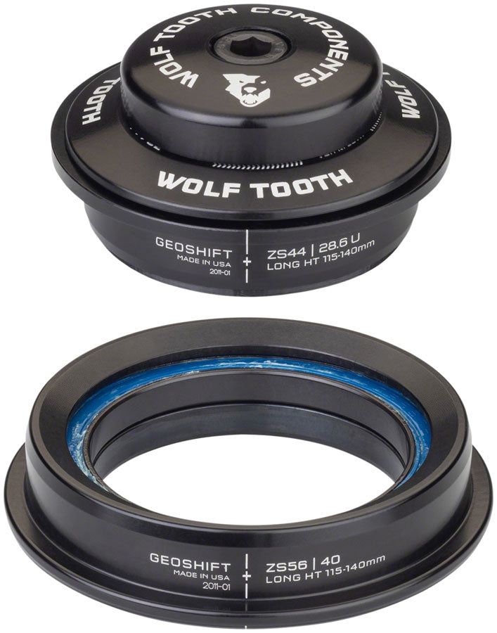 Wolf Tooth GeoShift Performance Angle Headset - 1 Deg, Long, ZS44/ZS56, Black