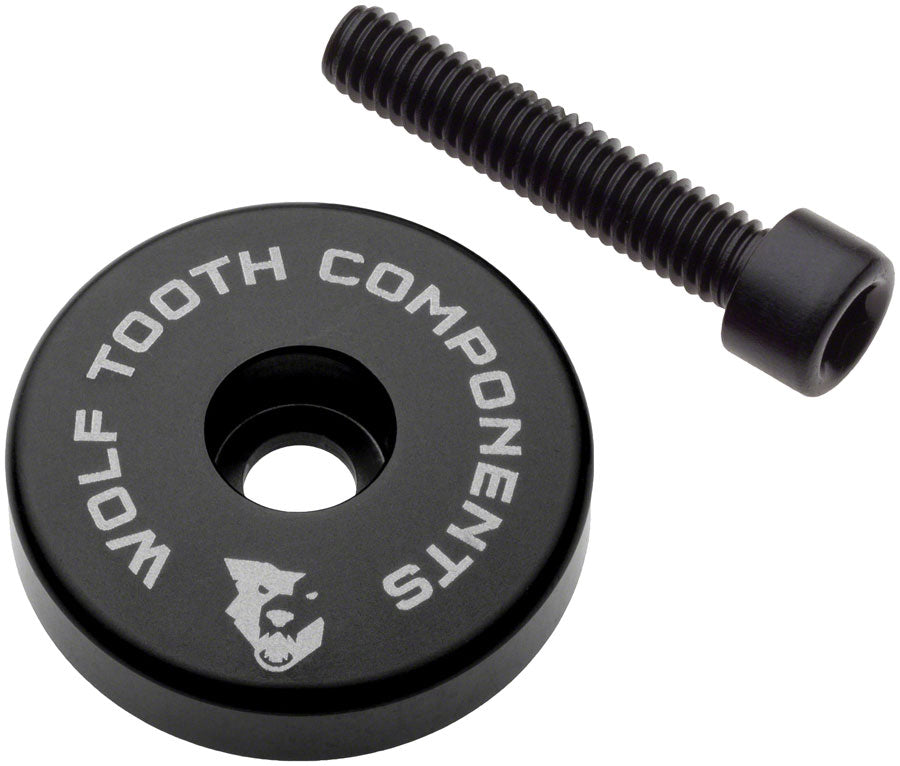 Wolf Tooth Ultralight Stem Cap with Integrated 5mm Spacer MPN: STEMCAP5MMBLK UPC: 812719020657 Headset Top Cap Stem Cap