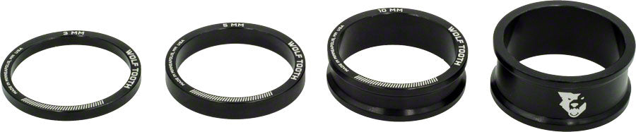Wolf Tooth Headset Spacer Kit 3, 5,10, 15mm, Black