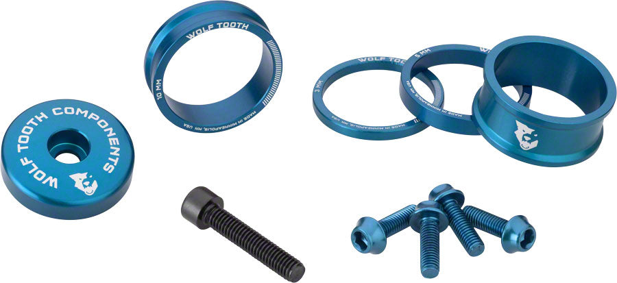 Wolf Tooth BlingKit: Headset Spacer Kit 3, 5,10, 15mm, Blue MPN: BLINGKIT_BLUE UPC: 812719025089 Headset Stack Spacer BlingKit