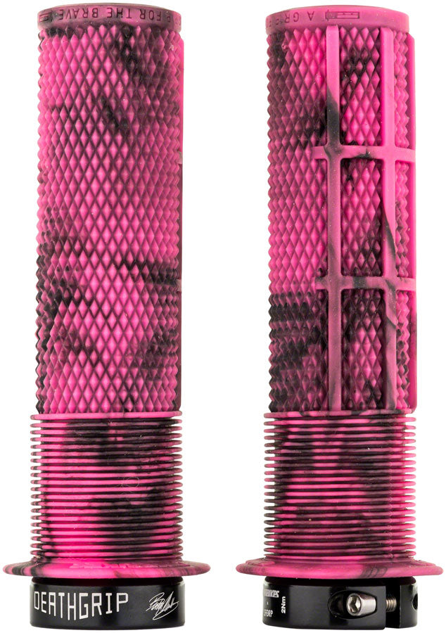 DMR DeathGrip Flanged Grips - Thick, Lock-On, Marble Pink MPN: DMR-G-BREN-THICK-MP Grip DeathGrip Flanged Grips