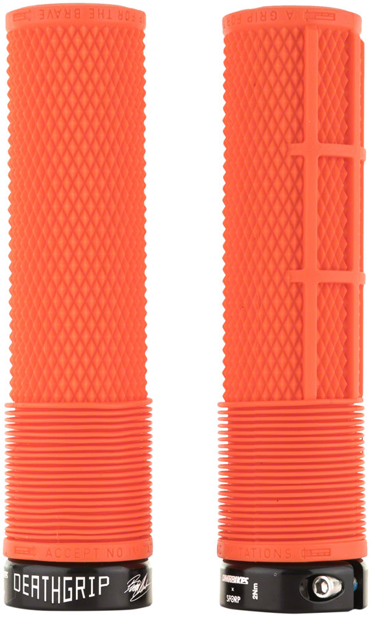 DMR DeathGrip Flangeless Grips - Thick, Lock-On, Orange