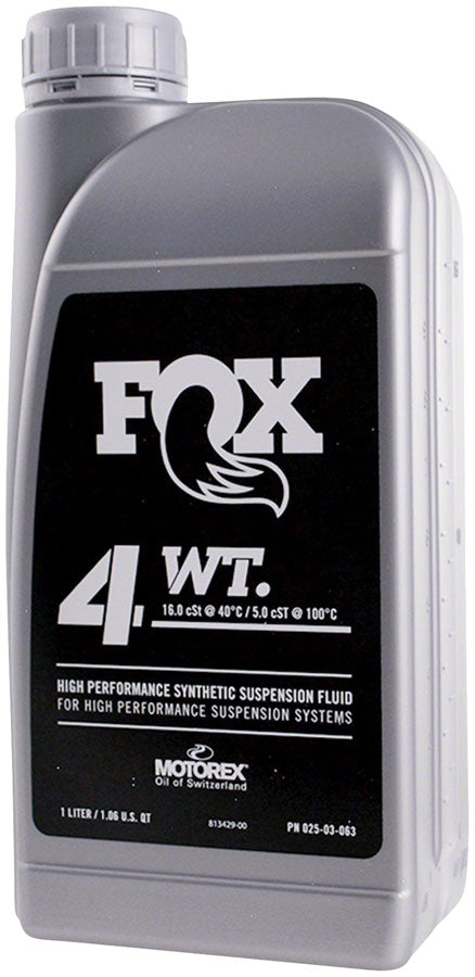 FOX 4wt Suspension Oil - 1 liter MPN: 025-03-063 UPC: 611056194652 Suspension Oil and Lube Suspension Oil