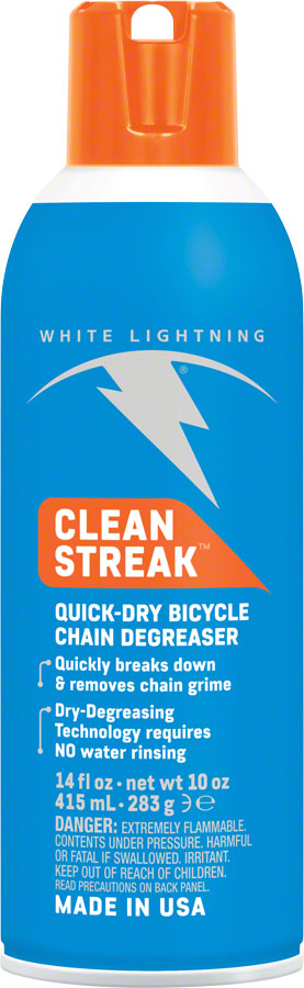 White Lightning Clean Streak Degreaser, 14oz Aerosol MPN: CS0120102 UPC: 610990330409 Degreaser / Cleaner Clean Streak Cleaner