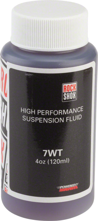 RockShox Suspension Oil, 7wt, 120ml Bottle, Rear Shock Damper MPN: 11.4315.021.060 UPC: 710845675768 Suspension Oil and Lube Rear Suspension Oil