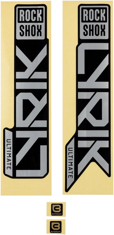 RockShox Fork Decal Kit - Lyrik Ultimate, 27.5"/29", Matte Silver Foil For High Gloss Black (2023+) MPN: 11.4018.105.059 UPC: 710845878657 Sticker/Decal Fork Decal Kits