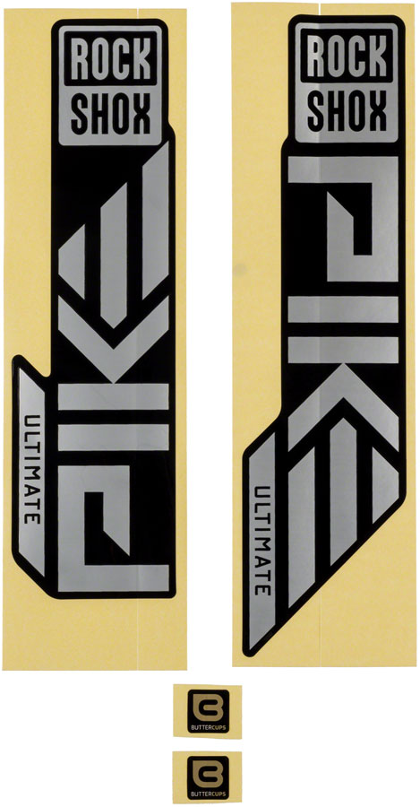 RockShox Fork Decal Kit - Pike Ultimate, 27.5"/29", Matte Silver Foil For High Gloss Black (2023+) MPN: 11.4018.105.064 UPC: 710845878701 Sticker/Decal Fork Decal Kits