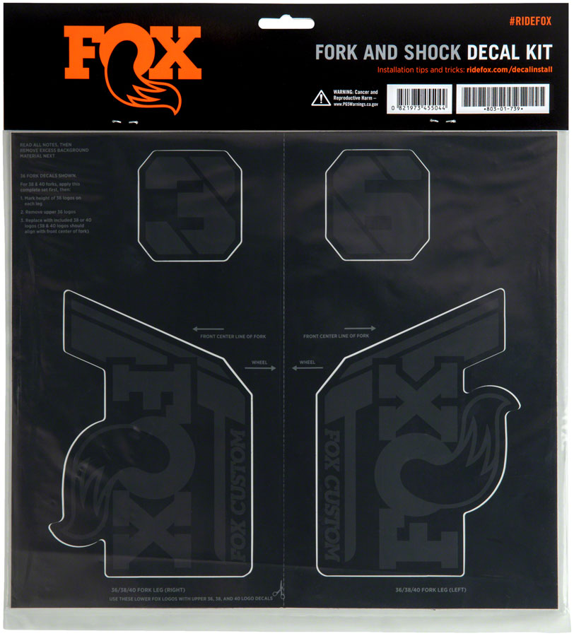 FOX Fork and Shock Decal Kit - Stealth Black Sticker/Decal