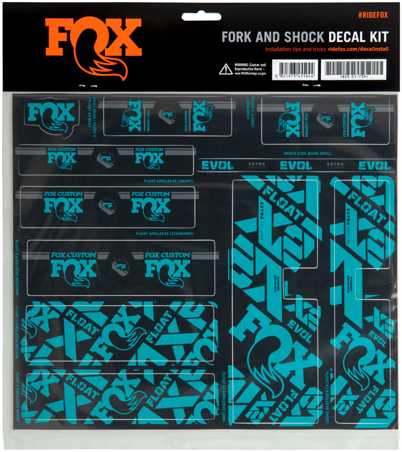 FOX Fork and Shock Decal Kit - Turquoise MPN: 803-01-735 UPC: 821973455006 Sticker/Decal Fork & Shock Decal Kit