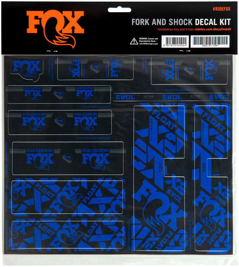 FOX Fork and Shock Decal Kit - Blue MPN: 803-01-738 UPC: 821973455037 Sticker/Decal Fork & Shock Decal Kit