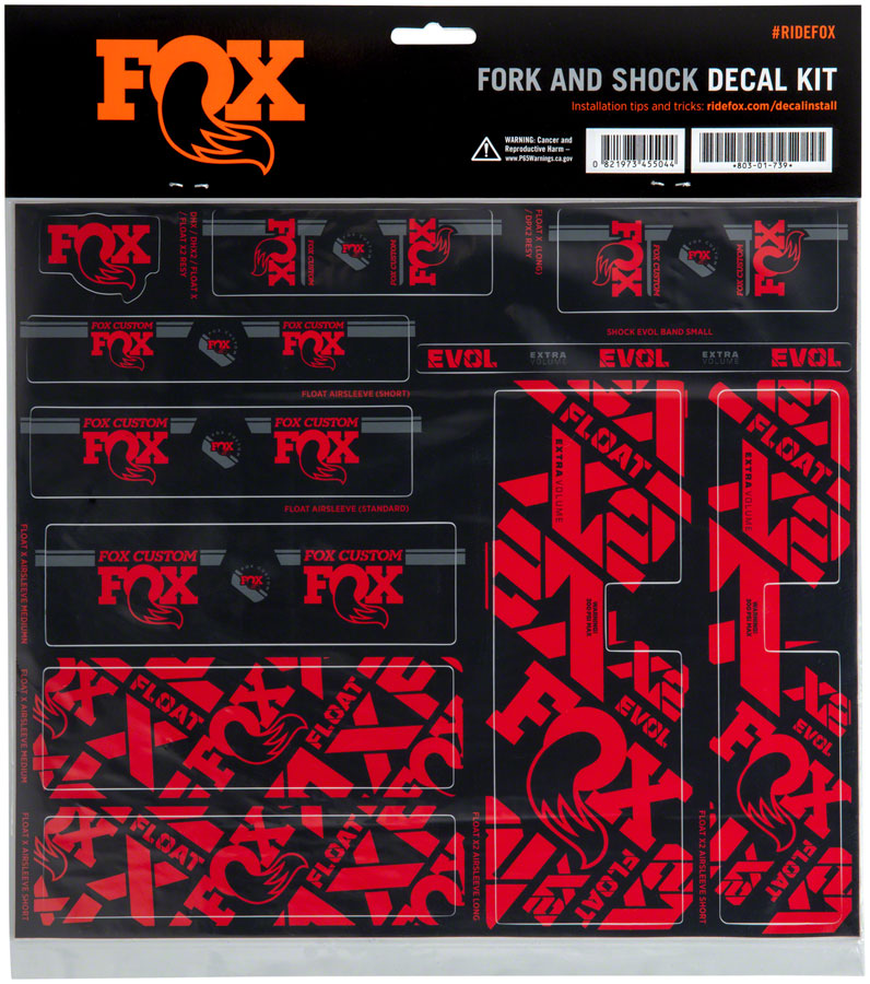 FOX Fork and Shock Decal Kit - Red MPN: 803-01-739 UPC: 821973455044 Sticker/Decal Fork & Shock Decal Kit