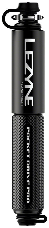 Lezyne Pocket Drive Pro Mini Pump - Aluminium, 160psi, Presta/Schrader, With Mount, Black