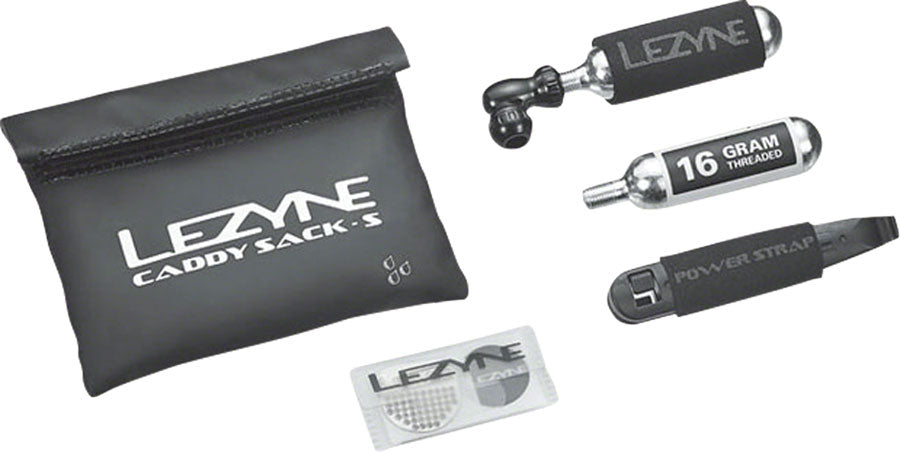 Lezyne Caddy Sack Pouch with C02 Tire Repair Caddy Kit: Black MPN: 1-C2-CADDYKIT-V1S04 CO2 and Pressurized Inflation Device Caddy Sack Pouch