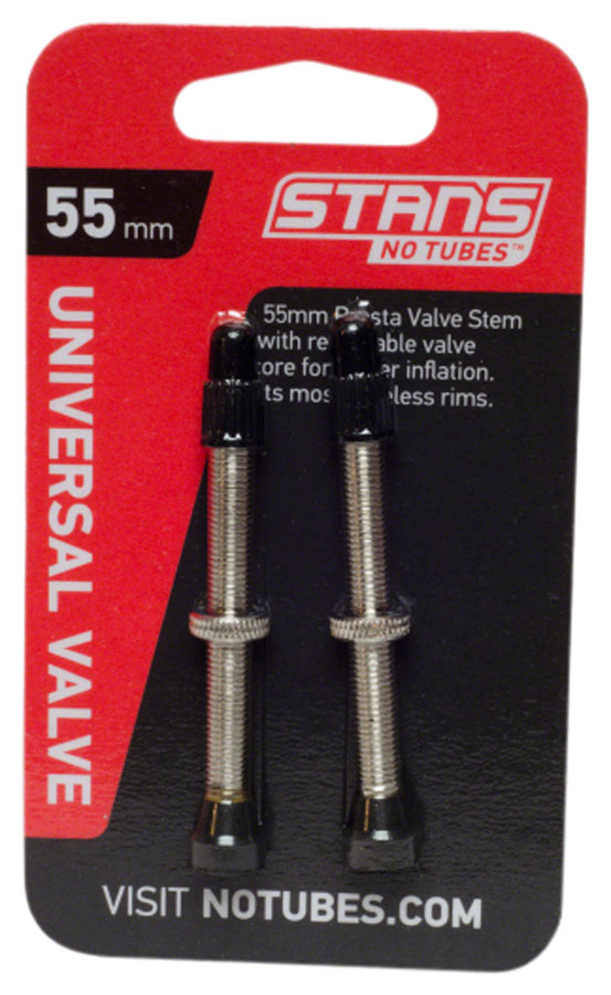 Stan's NoTubes Brass Valve Stems - 55mm, Pair - Tubeless Valves - Brass Valve Stems