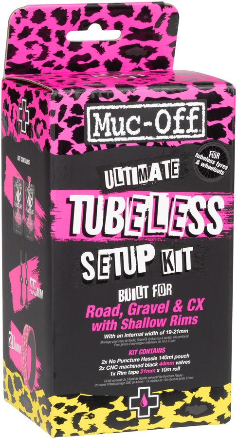 Muc-Off Ultimate Tubeless Kit - Road/Gravel/CX, 21mm Tape,  44mm Valves - Tubeless Conversion Kits - Ultimate Tubeless Kit