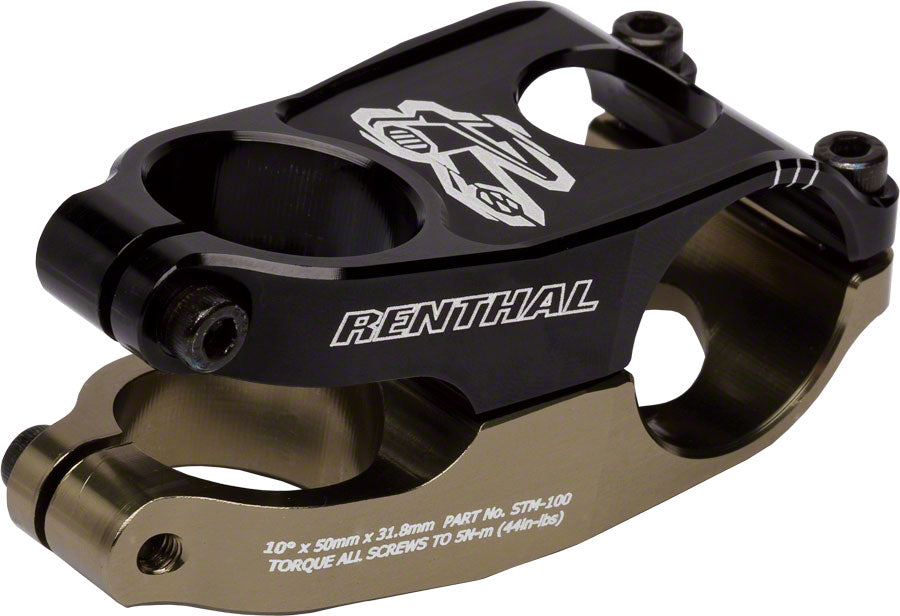 Renthal Duo Stem - 50mm, 31.8 Clamp, +/-10, 1 1/8", Aluminum, Black/Gold MPN: STM100-BKAG UPC: 765442112482 Stems Duo Stem