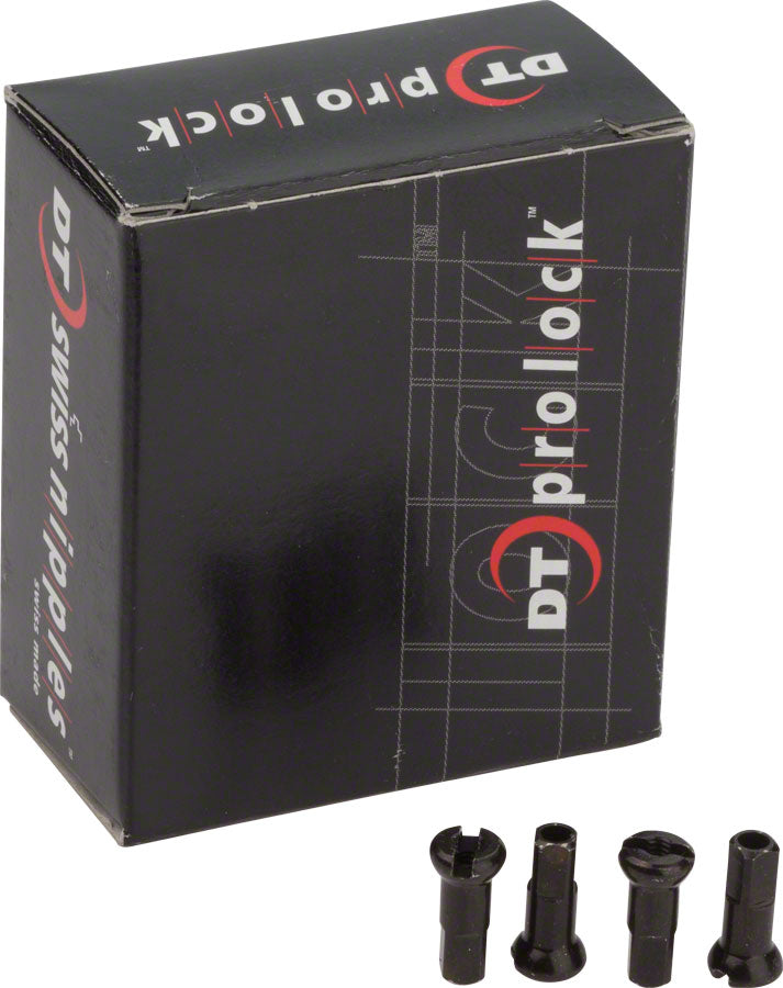 DT Swiss Pro Head Pro Lock Brass Nipples: 2.0 x 12mm, Black, Box of 100 MPN: NPBD20120S0100 Spoke Nipple ProHead Spoke Nipples