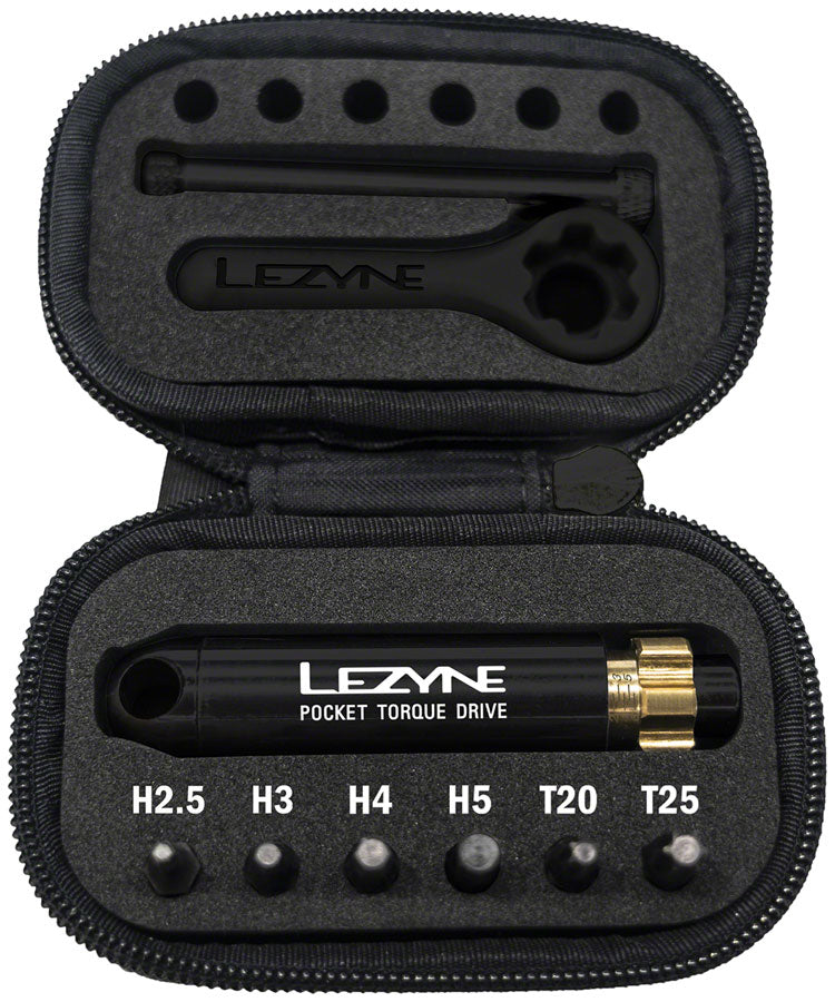 Lezyne Pocket Torque Drive Torque Wrench - 2-6 Nm, 2.5, 3, 4, 5MM, T20, AND T25 BITS, With Storage Case, Black - Torque Wrench - Pocket Torque Drive Torque Wrench