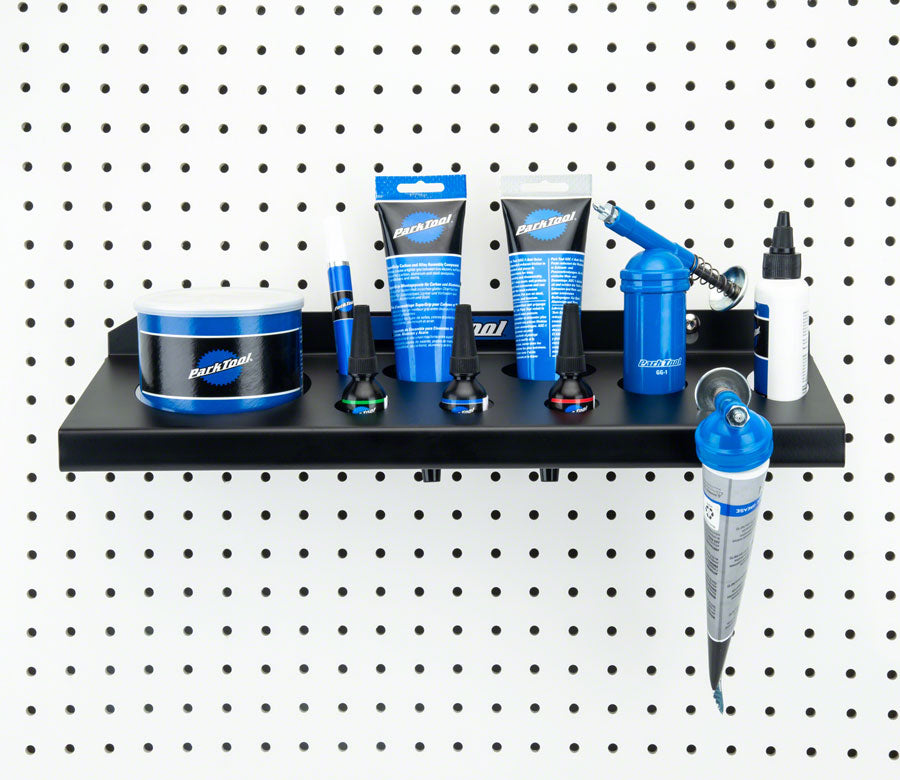 Park Tool JH-2 Wall-Mounted Lubricant and Compound Organizer - Miscellaneous Shop Supply - JH-2 Wall-Mounted Lubricant & Compound Organizer