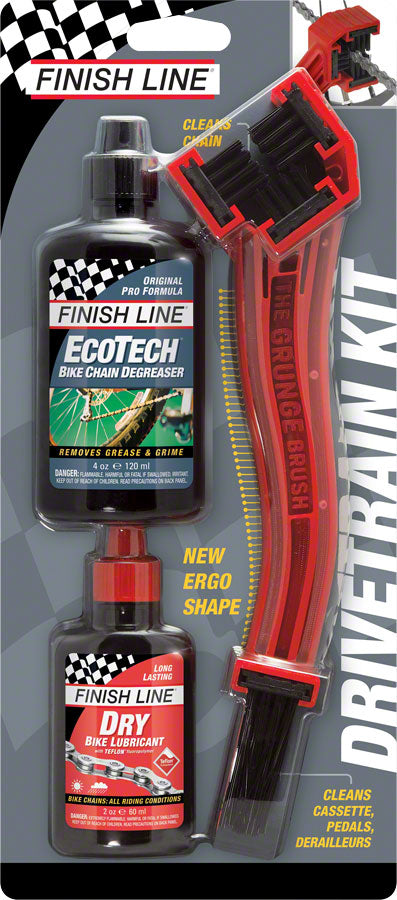 Finish Line Starter Kit 1-2-3, Includes Grunge Brush, 4oz DRY Chain Lubricant and 4oz EcoTech Degreaser MPN: G70000101 UPC: 036121681200 Cleaning Tool Grunge Brush Cleaning Tool