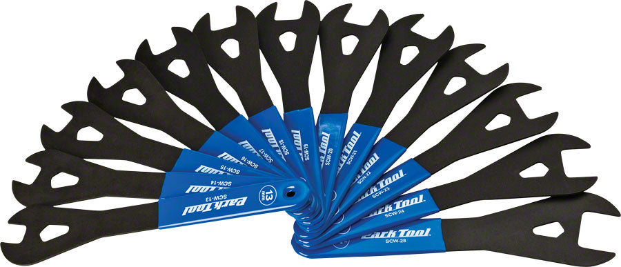 Park Tool SCW-SET.3 Cone Wrench Set 13-24, 26, and 28mm, Blue/Silver MPN: SCW-SET.3 UPC: 763477006196 Cone Wrench Shop Cone Wrench