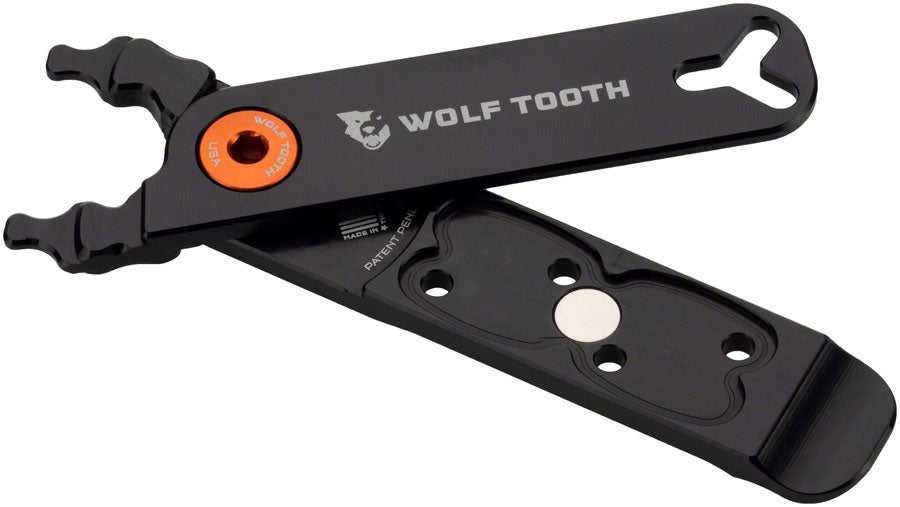 Wolf Tooth Master Link Combo Pliers with Orange Bolt MPN: MLCP-BLK-ORG UPC: 812719028400 Chain Tool Masterlink Combo Pack Pliers