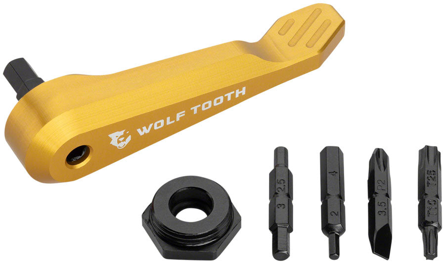 Wolf Tooth Axe Handle Multi-Tool - Gold MPN: AXLE-TOOL-GLD UPC: 810006805932 Bike Multi-Tool Axle Handle Multi-Tool