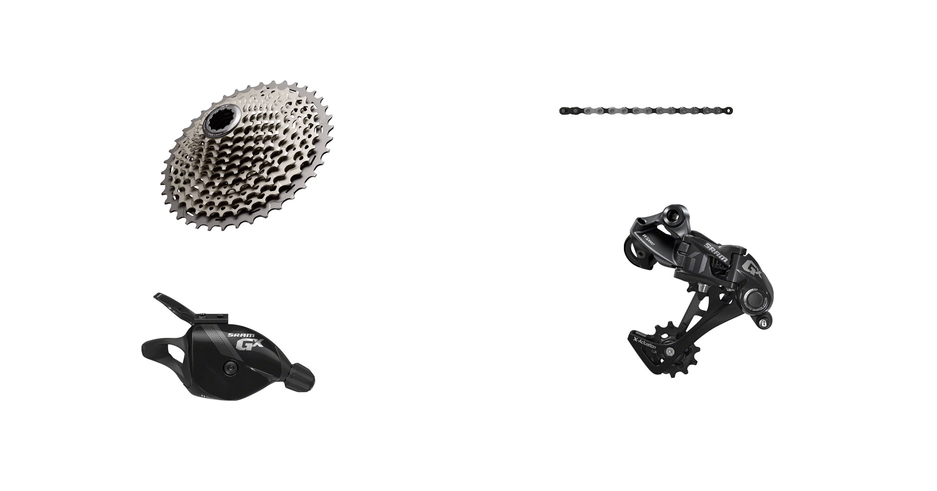 SRAM/Shimano 1x11 Group XT Cassette 11-42t, X1 Chain, GX Derailleur and Shifter MPN: FW0033-CH1052-RD6129-LD6131 Kit-In-A-Box Mtn Group XT Groupset
