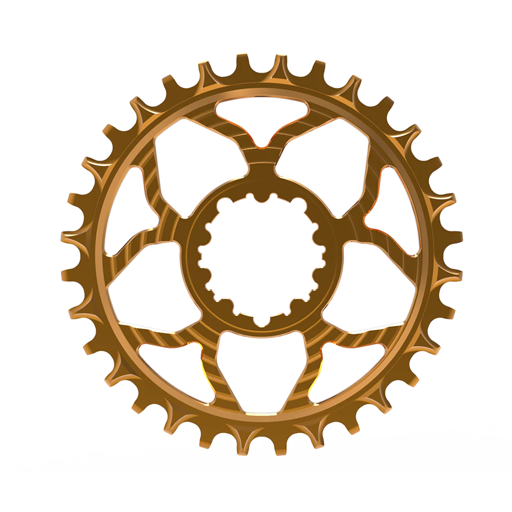 5Dev Classic Chainring, Fox Kashima, SRAM 3 Bolt, 32 Tooth, 3mm Offset MPN: CR-7075-32T-3W-13 UPC: 850042201459 Direct Mount Chainrings Classic Chainring
