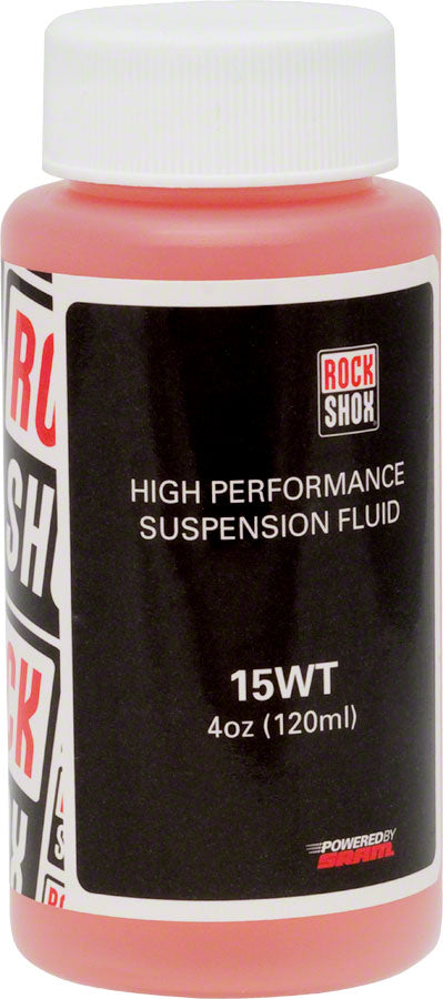 RockShox Suspension Oil, 15wt, 120ml Bottle, Lower Legs MPN: 11.4315.021.040 UPC: 710845655197 Suspension Oil and Lube Suspension Oil