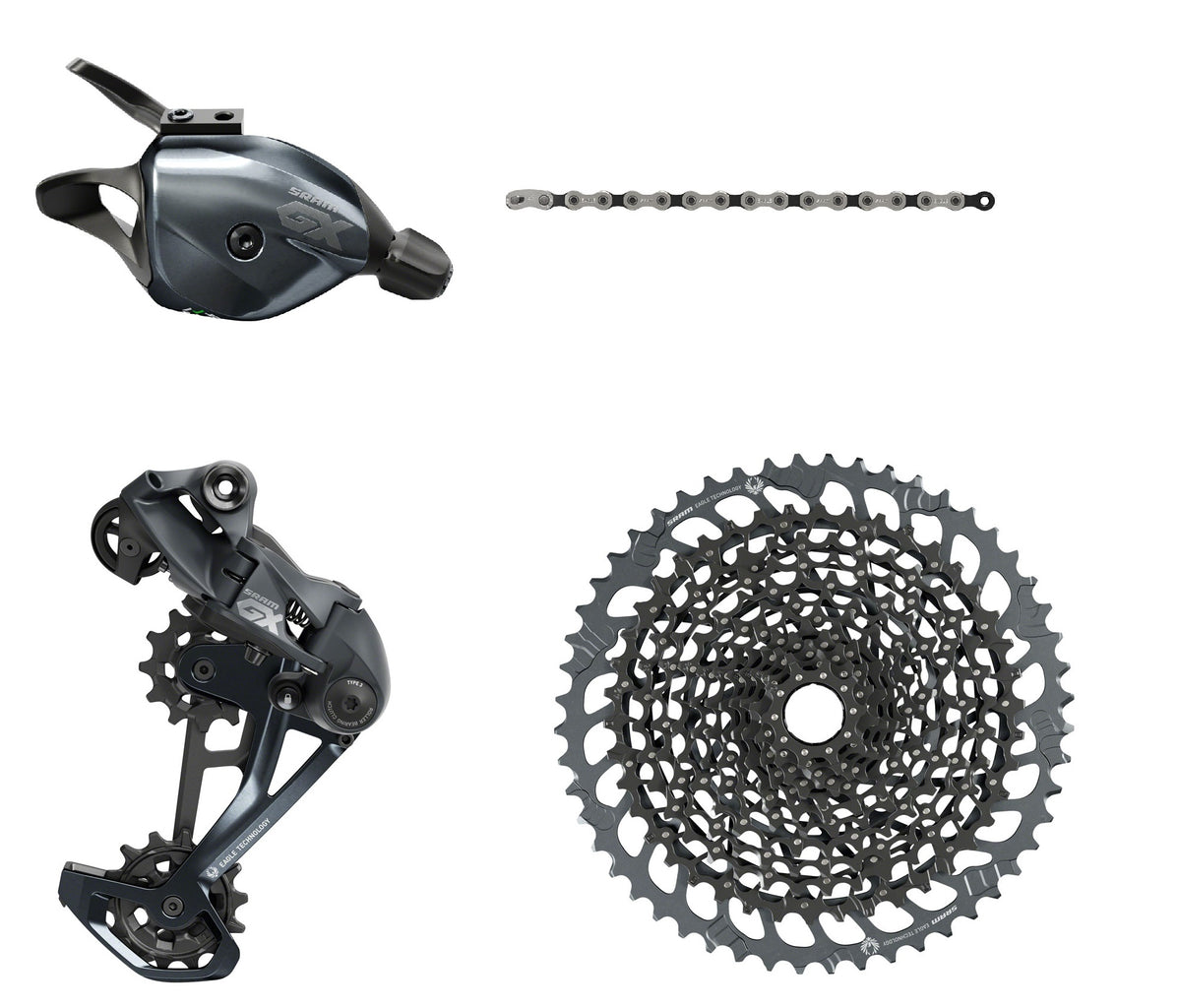 SRAM GX Eagle 12-Speed Groupset with 10-52t Cassette, Shifter, Derailleur and Chain MPN: BU-FW6143-CH1073-RD6149-LD2545 Kit-In-A-Box Mtn Group GX Eagle Groupset